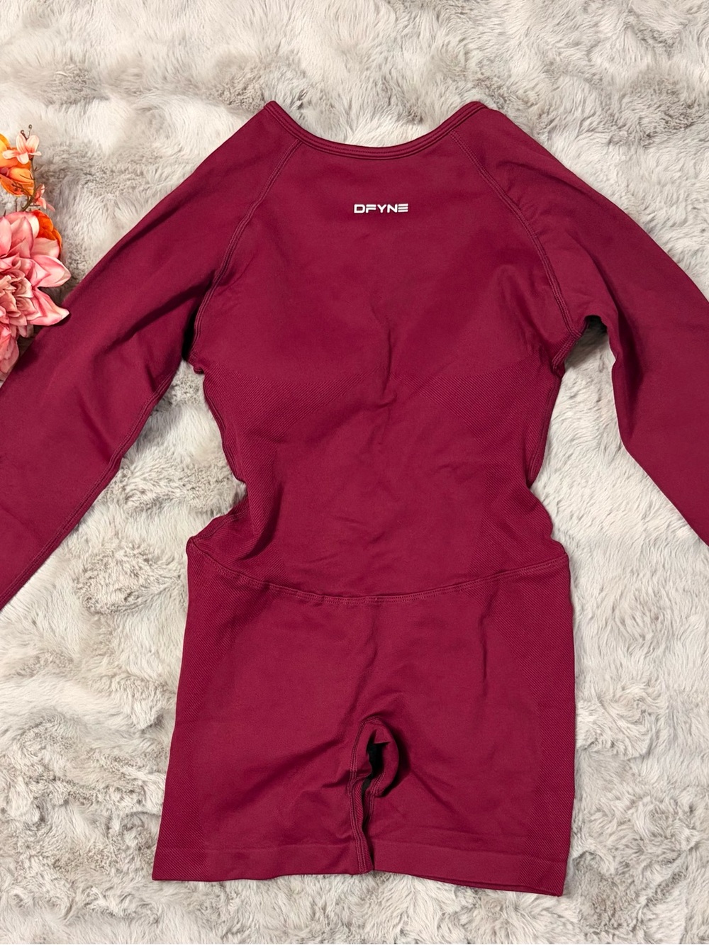 Dfyne burgundy long sleeve one piece - Picture 2 of 6